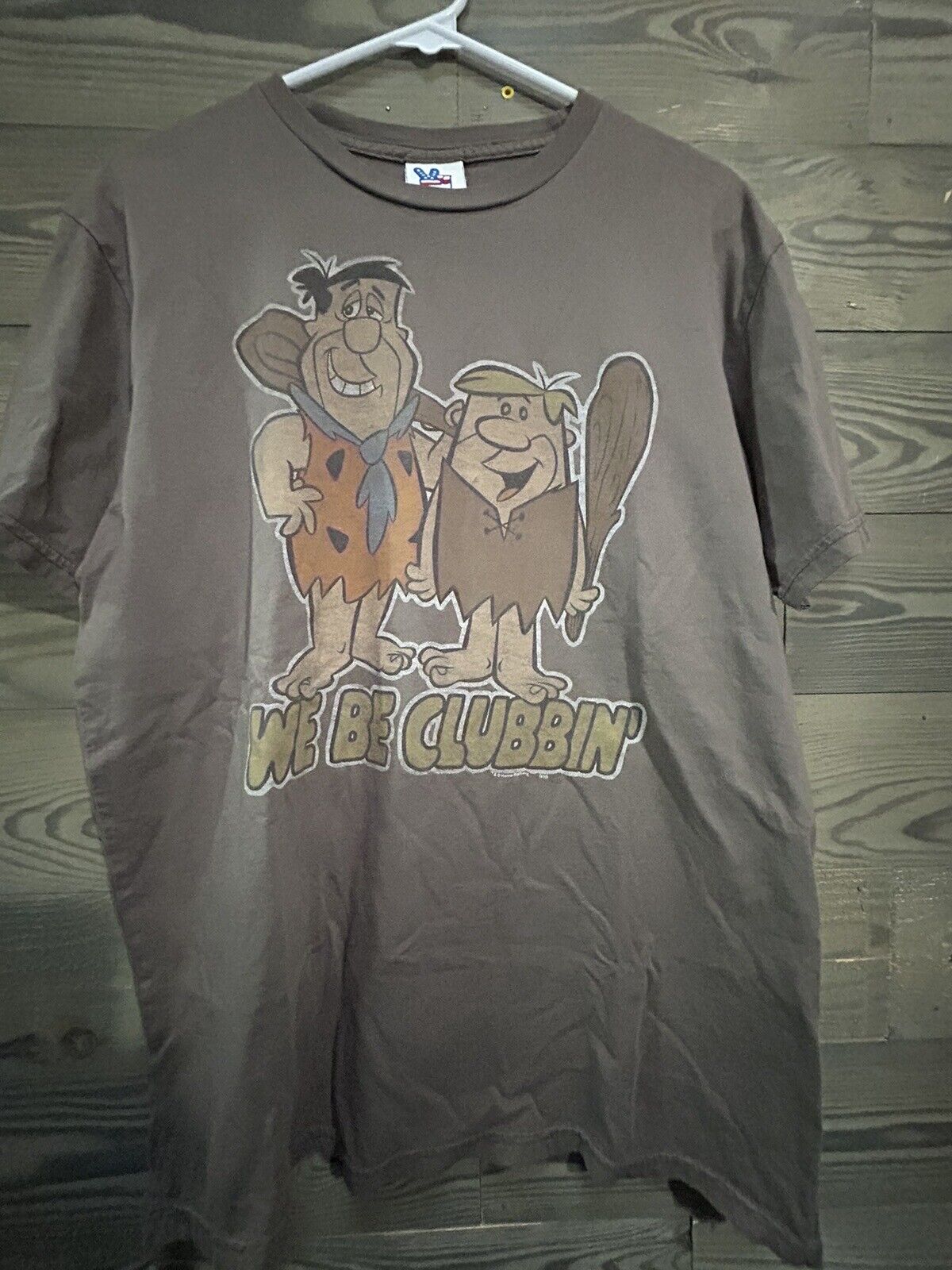 Vintage Flintstones T-Shirt Men’s L JunkFood Tag Brown Fred Barney Hanna-Barbera
