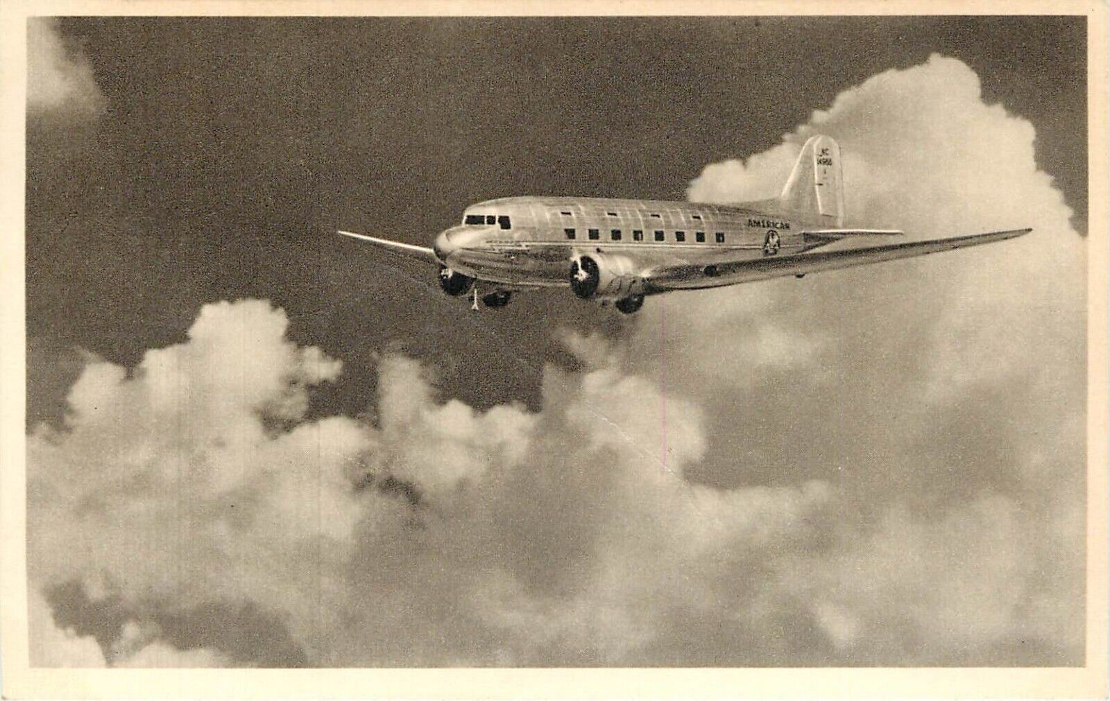 Flagship Fleet American Airlines plane in flight Postcard