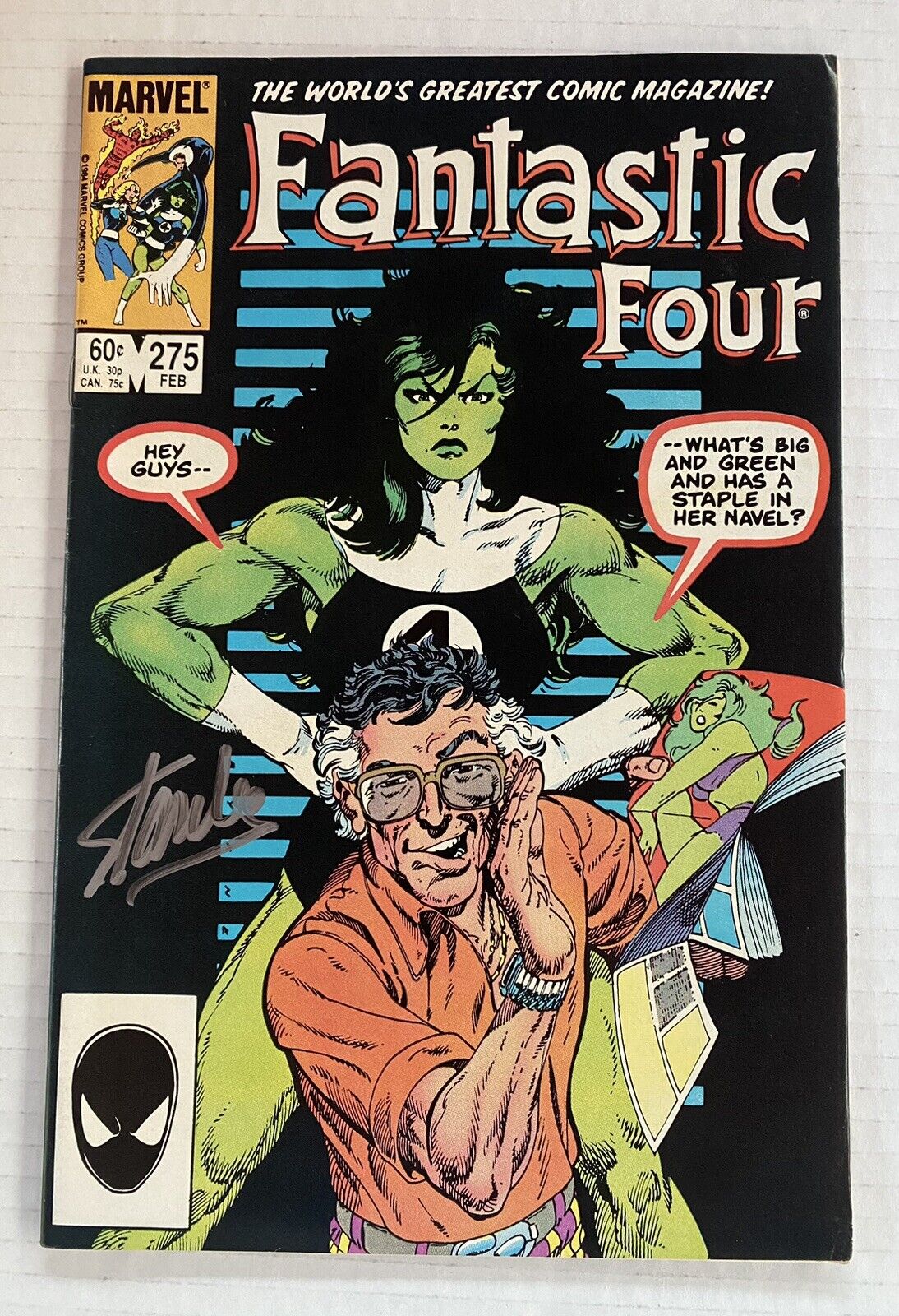 Fantastic Four 275 Signed Stan Lee Classic She-Hulk & Lee Cover 1985 VF