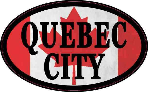 4inx2.5in Oval Canadian Flag Quebec City Sticker Car Truck Vehicle Bumper Decal