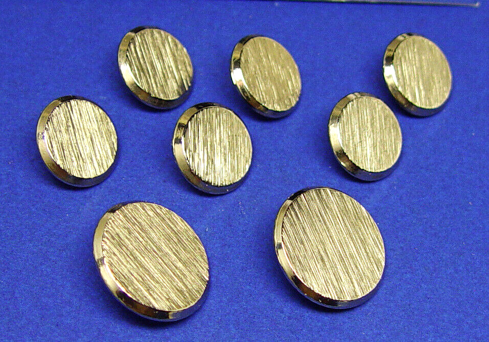 CONTE DI ROMA REPLACEMENT BUTTONS 8 SILVER TONE BUTTONS BRUSH FINISH FAIR COND.
