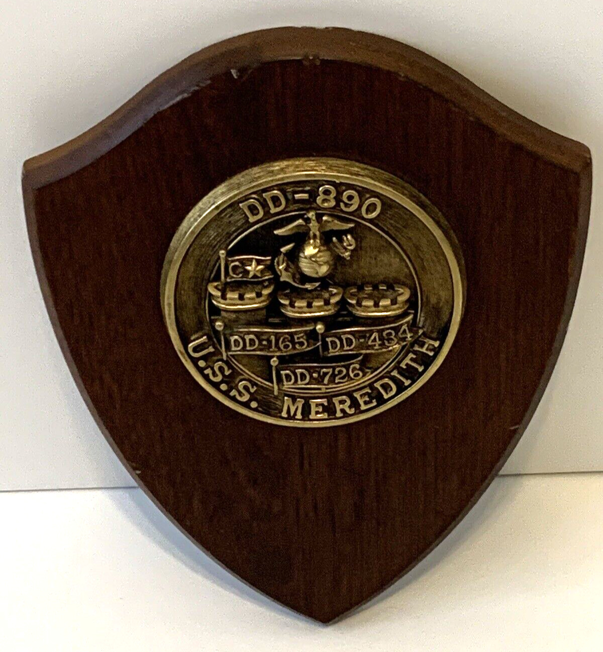 VINTAGE U.S.S Meredith DD-890 Plaque Shield (Wood Metal Wall Mount)