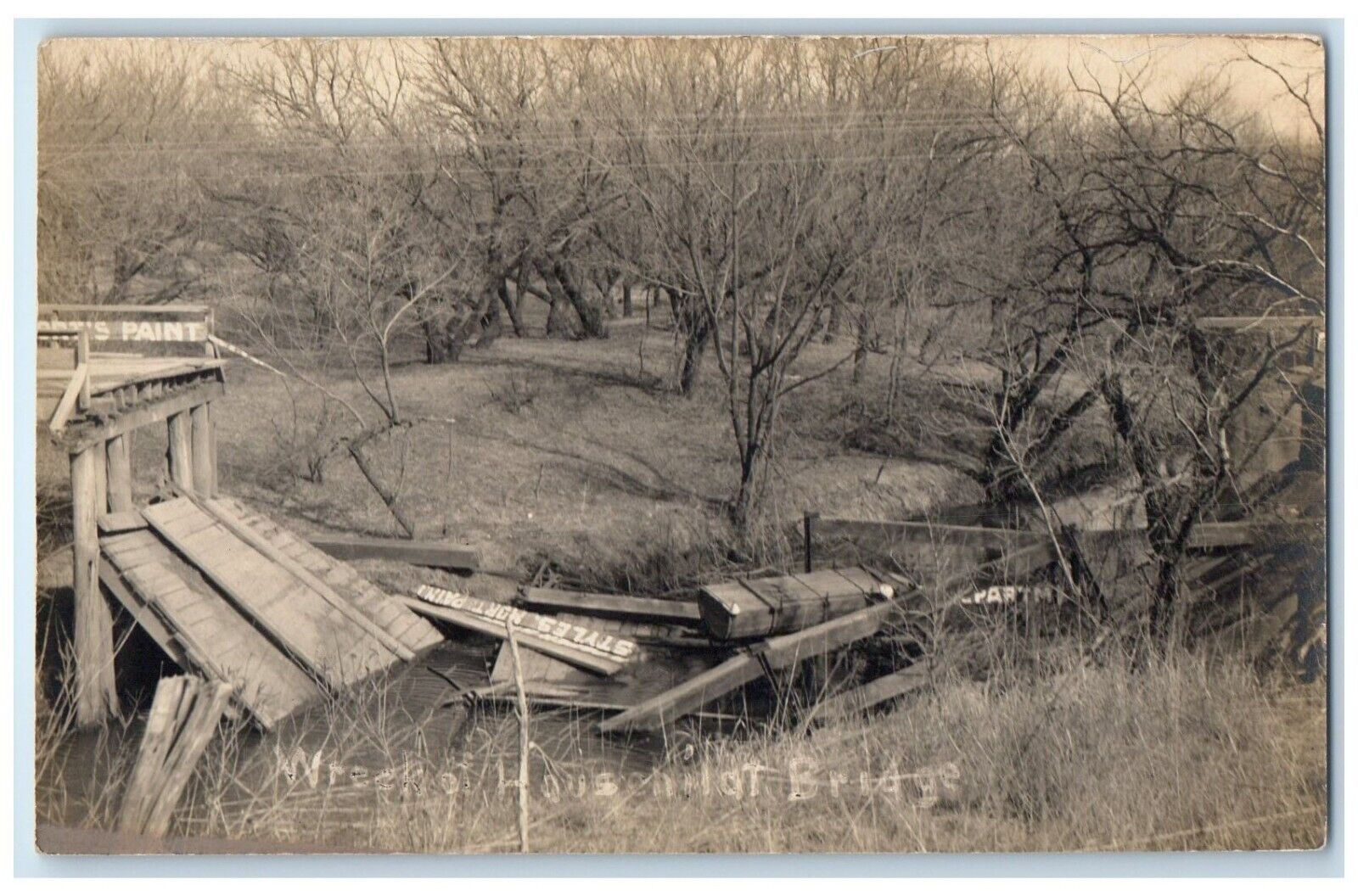 c1910\'s Wreck Of Bridge At Halstead Kansas KS RPPC Photo Posted Antique Postcard