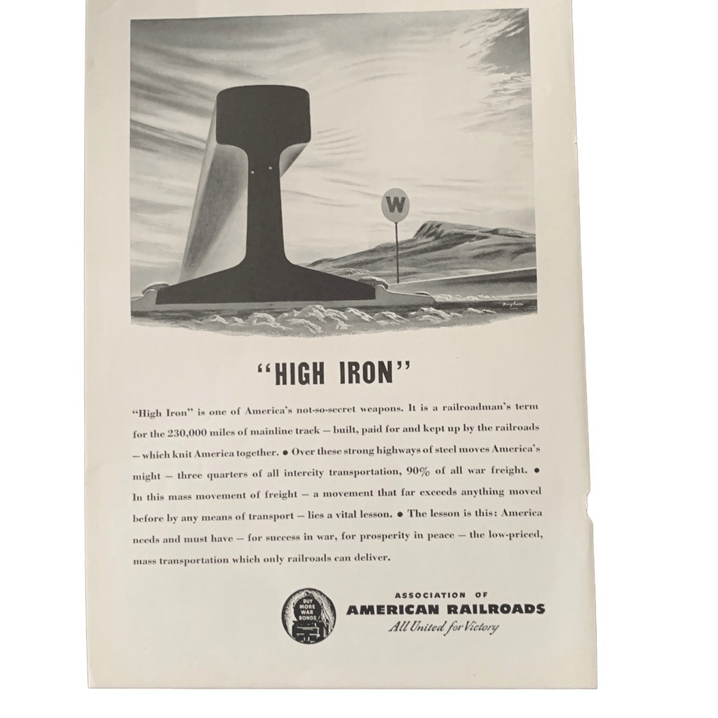 Vintage 1945 Association of American Railroads Ad Advertisement