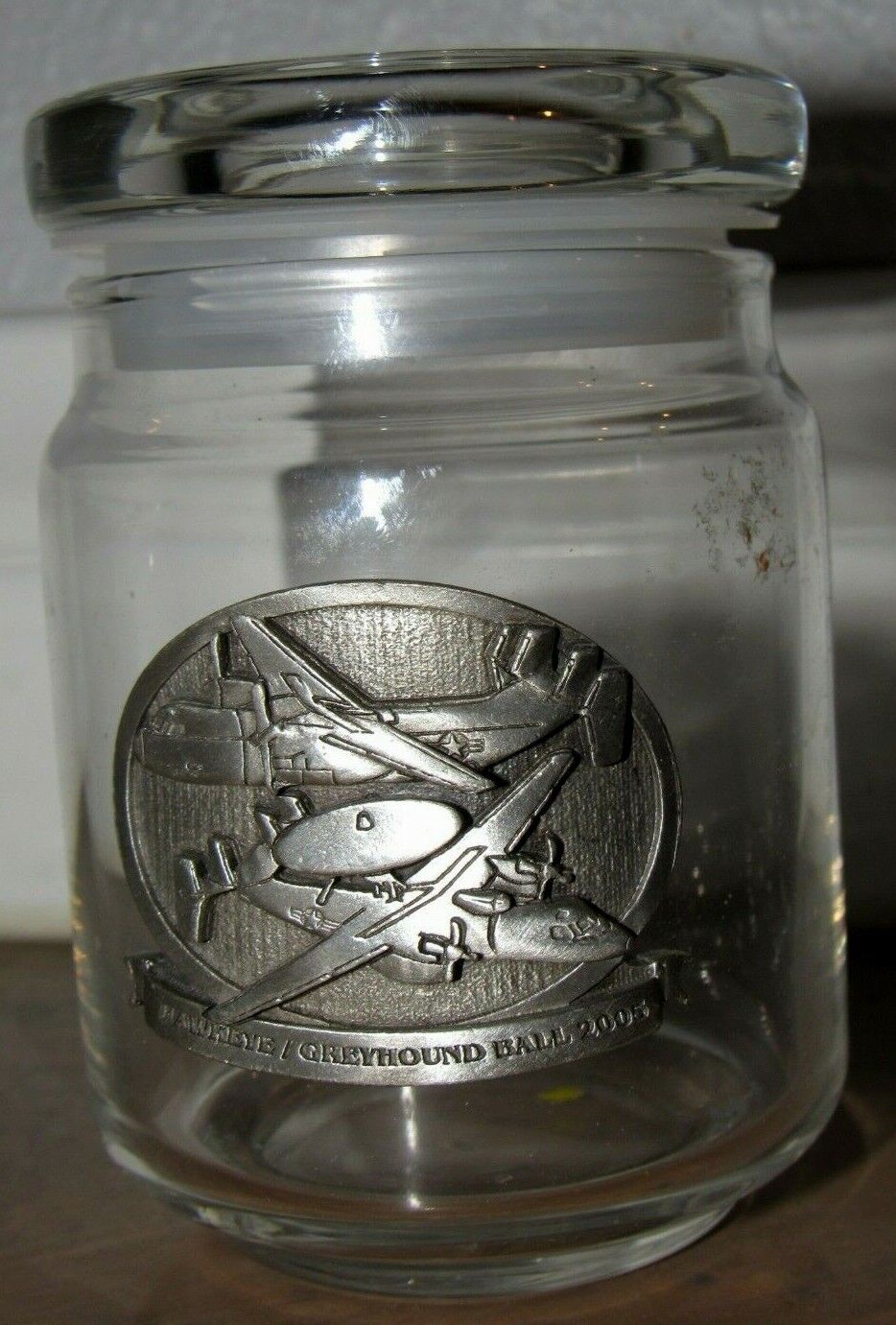 2005 Northrop Grumman Hawkeye Greyhound Ball Souvenir Glass Jar - Aviation