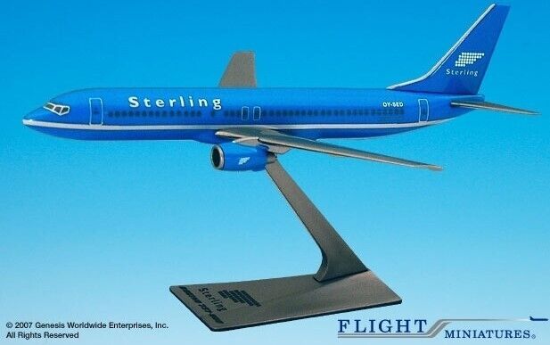 Flight Miniatures Sterling Boeing 737-800 Light Blue Desk 1/200 Model Airplane