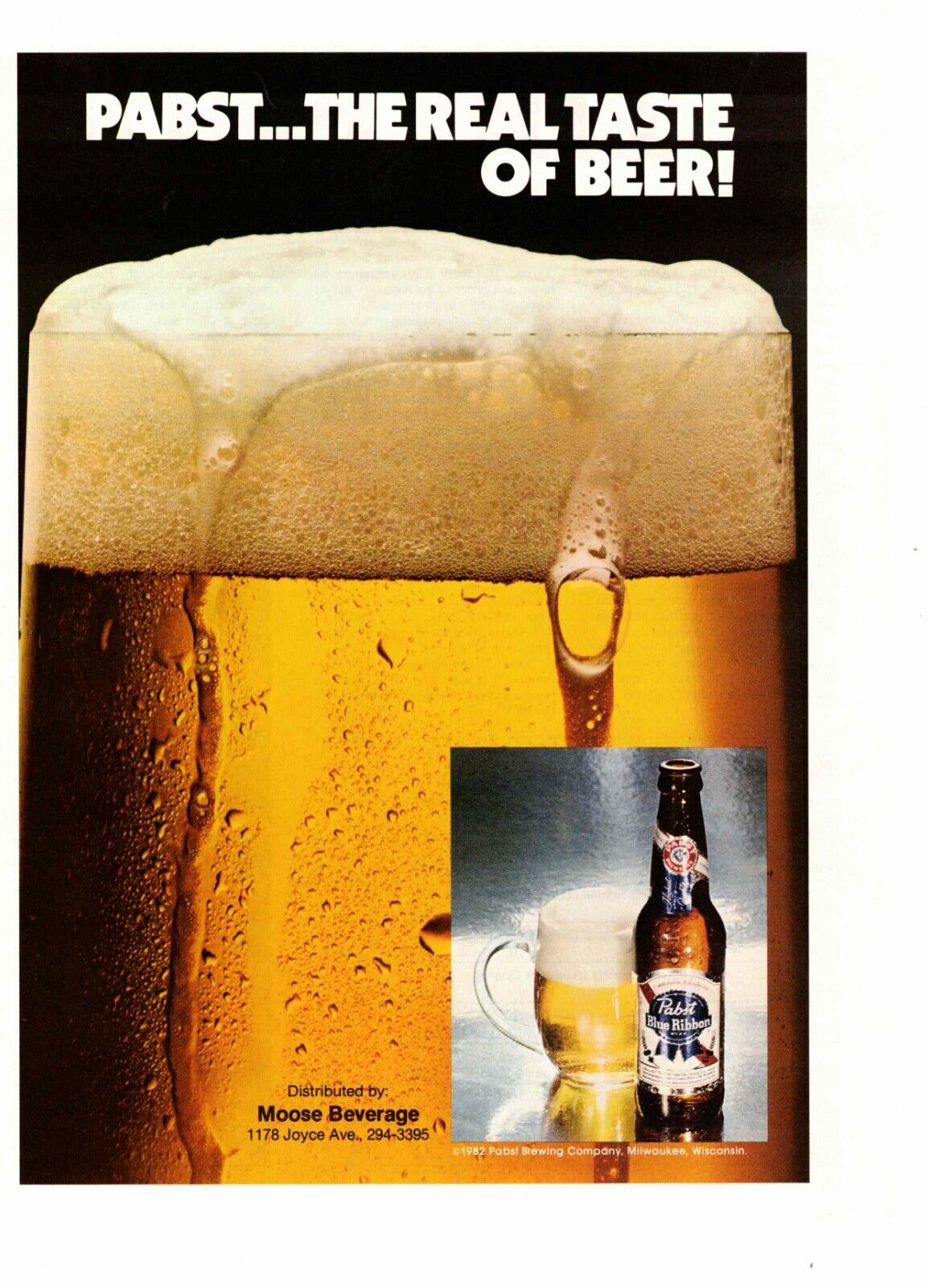 Vtg Print Ad 1980s 1982 Pabst Beer Alcohol Moose Beverage Colmbus OH Milwaukee 5