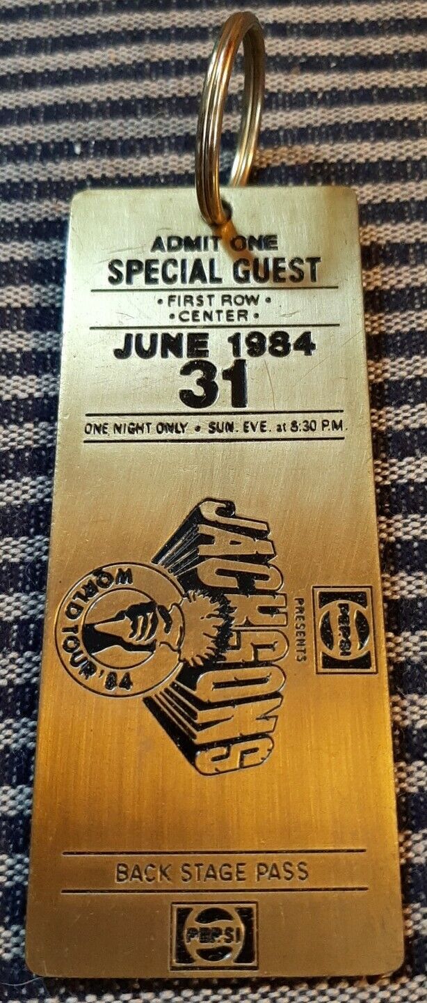 June 1984 1st row Jackson's World Tour 84' Pepsi Brass Ticket Back Stage Pass