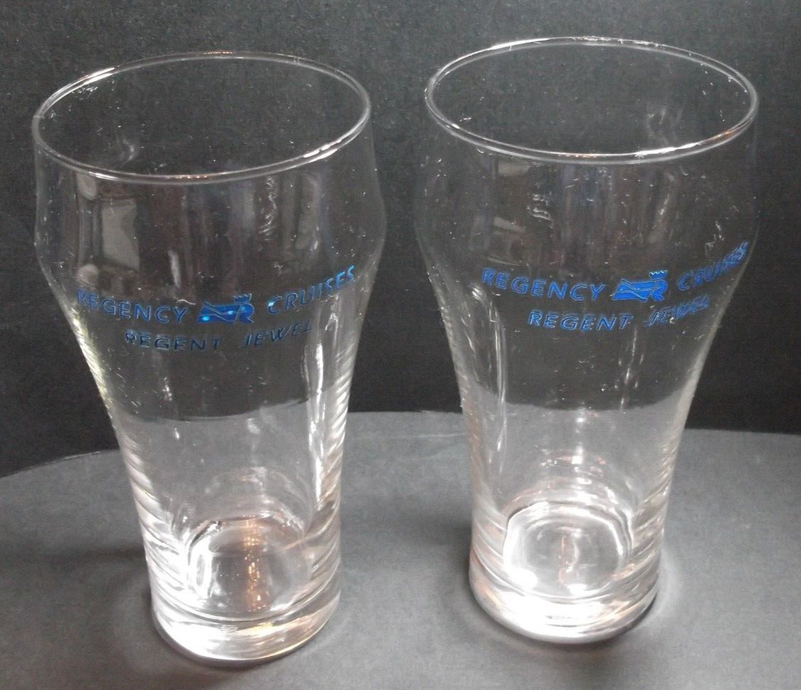 Pair Of (2) Rare Vintage REGENCY CRUISES REGENT JEWEL Cruise Lines Beer Glasses