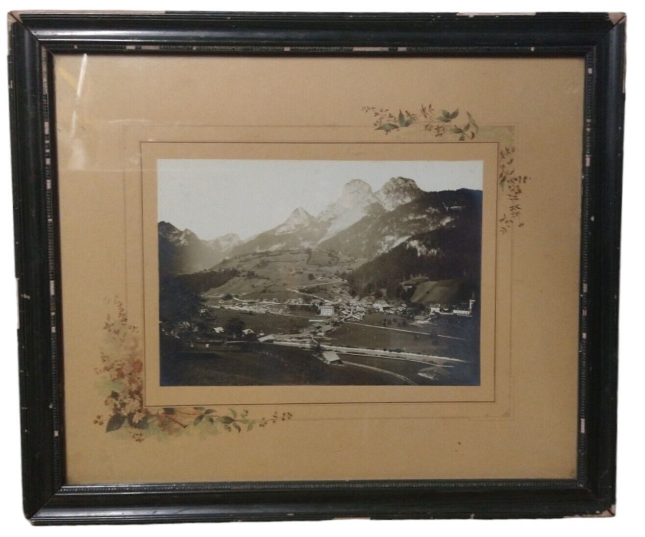 Austrian Alps Village B&W Photograph Weissenbach am Lech Framed Original 1900