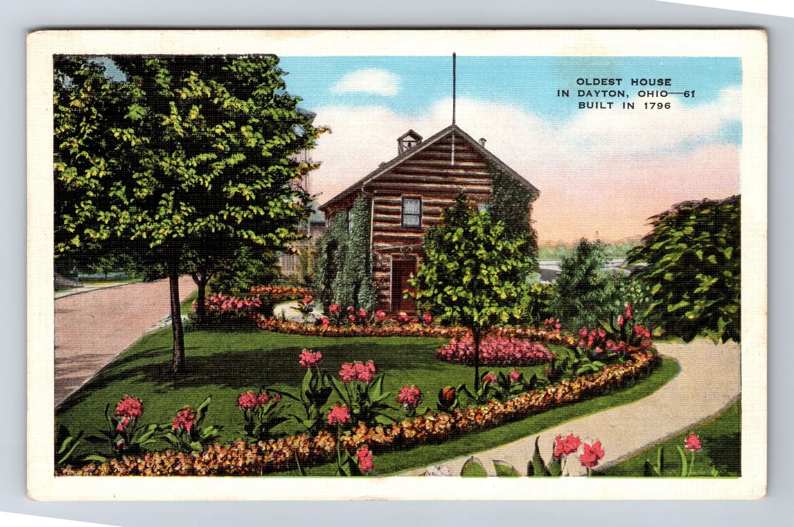 Dayton OH- Ohio, Oldest House, Antique, Vintage c1940 Postcard