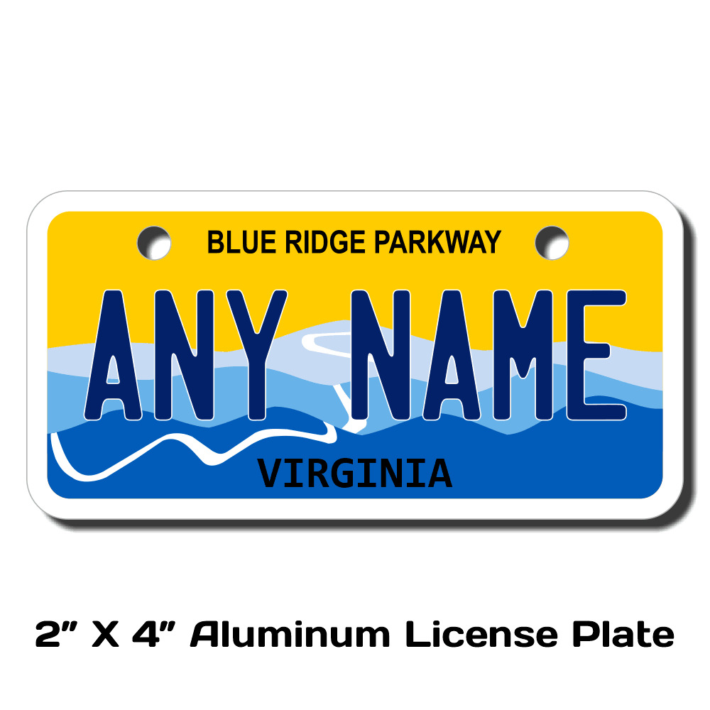 Personalized Virginia License Plate for Bicycles, Kid's Bikes & Cars Ver 4