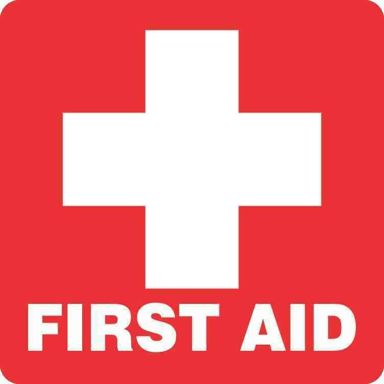 5x5 Red First Aid Sticker Vinyl Medical Emergency Safety Sign Business Decal