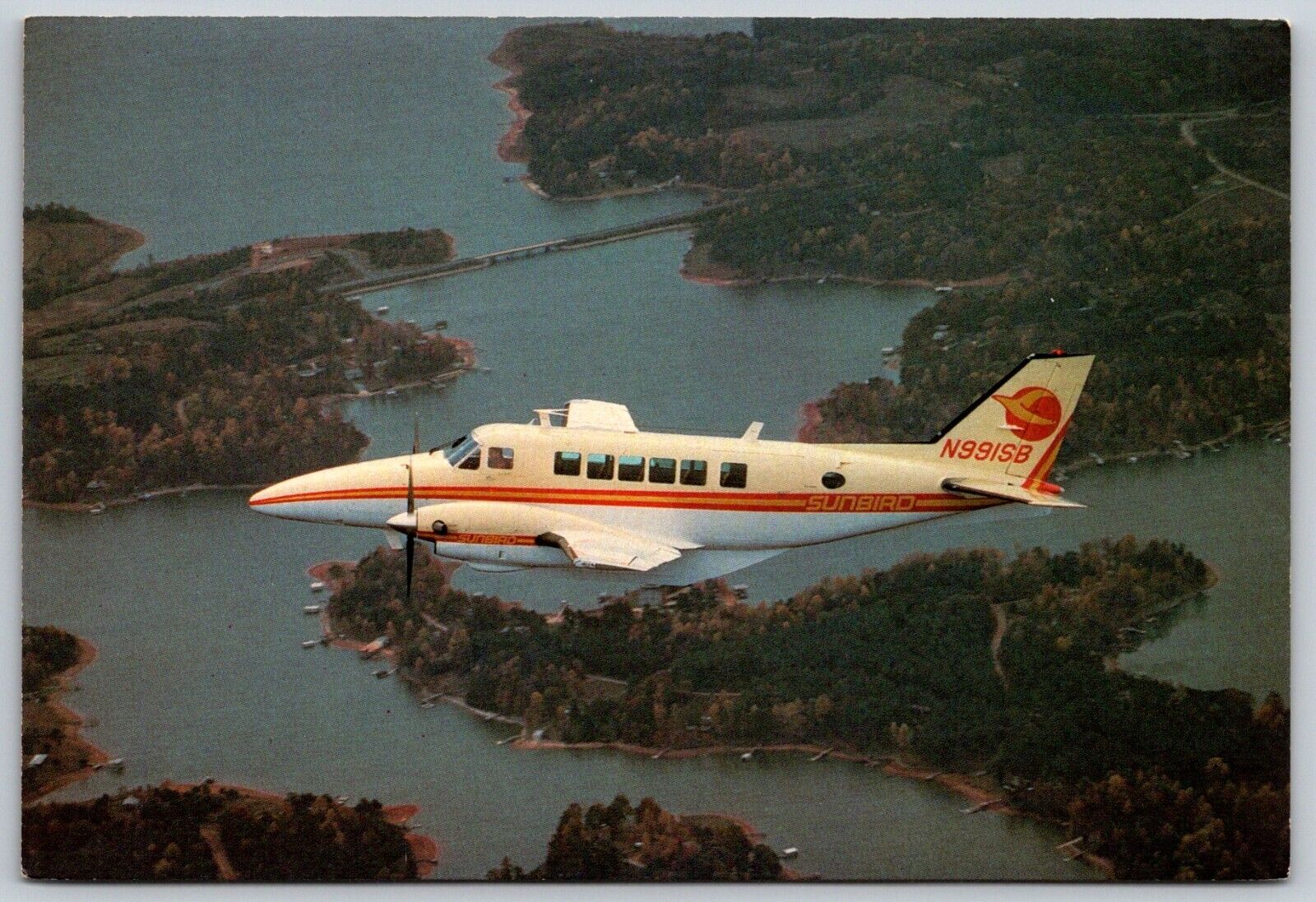 Postcard Sunbird Airlines Beechcraft C 99 Airplane 4x6
