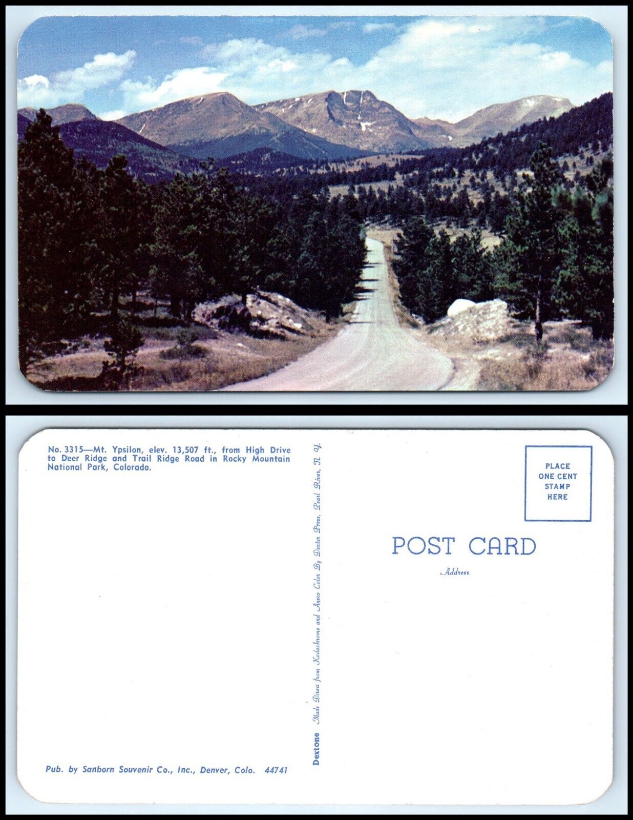 COLORADO Postcard - Rocky Mountains, Mt. Ypsilon O51