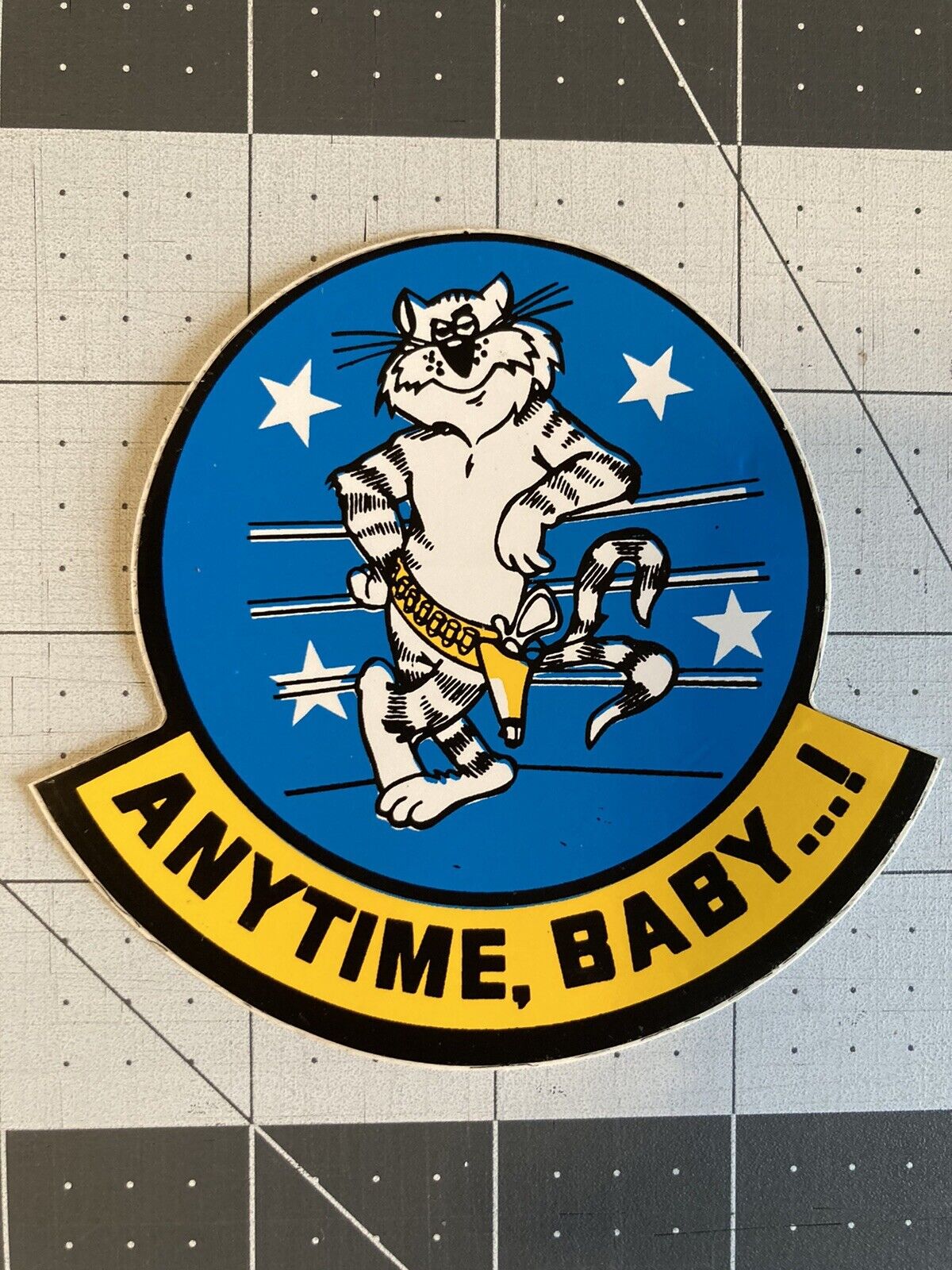 Vintage Grumman Sticker Tom Cat “Anytime Baby...” Navy Sticker