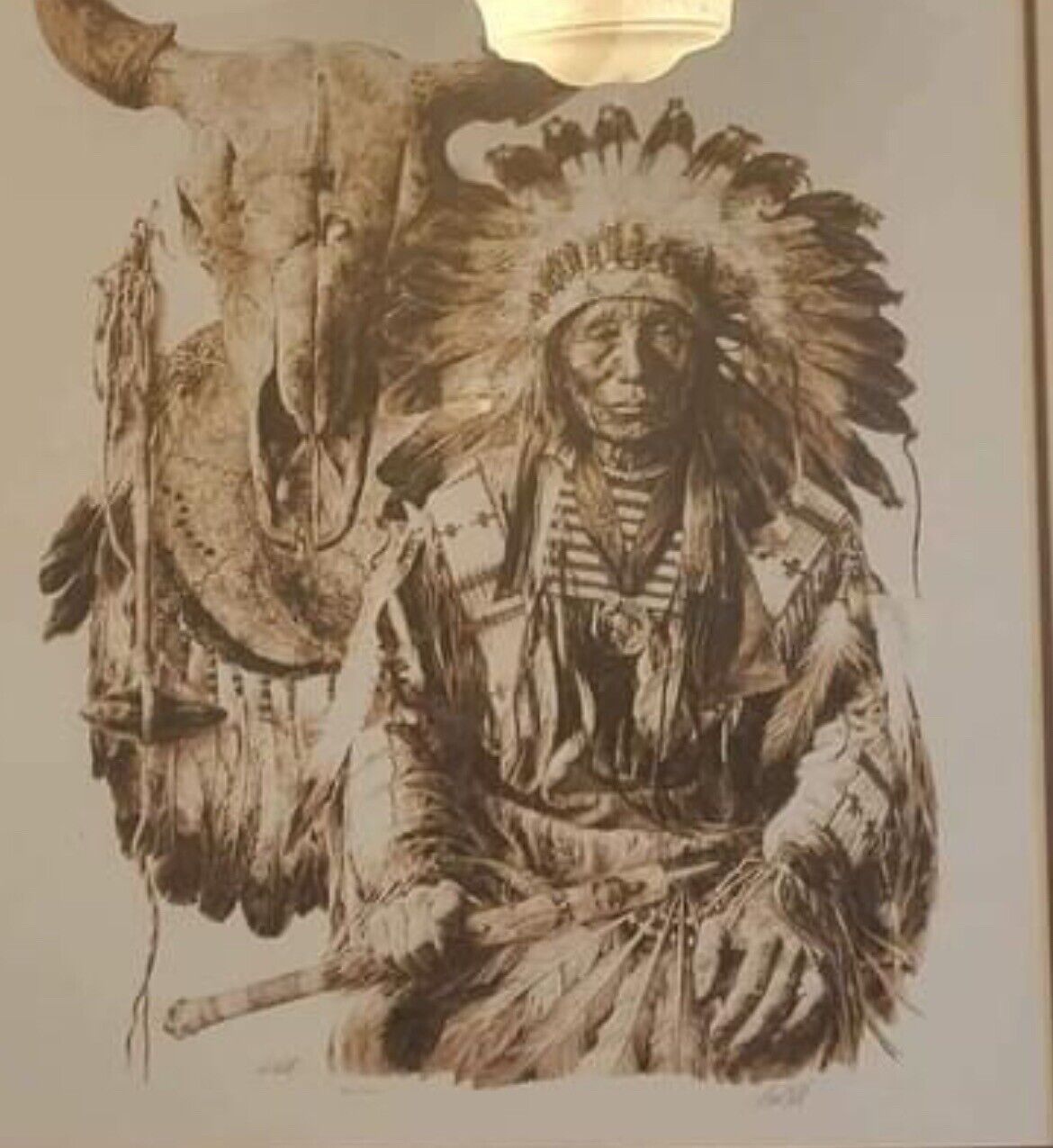 1975 Paul Calle Sioux Indian Chief LE 881/950 Signed Sketch Print