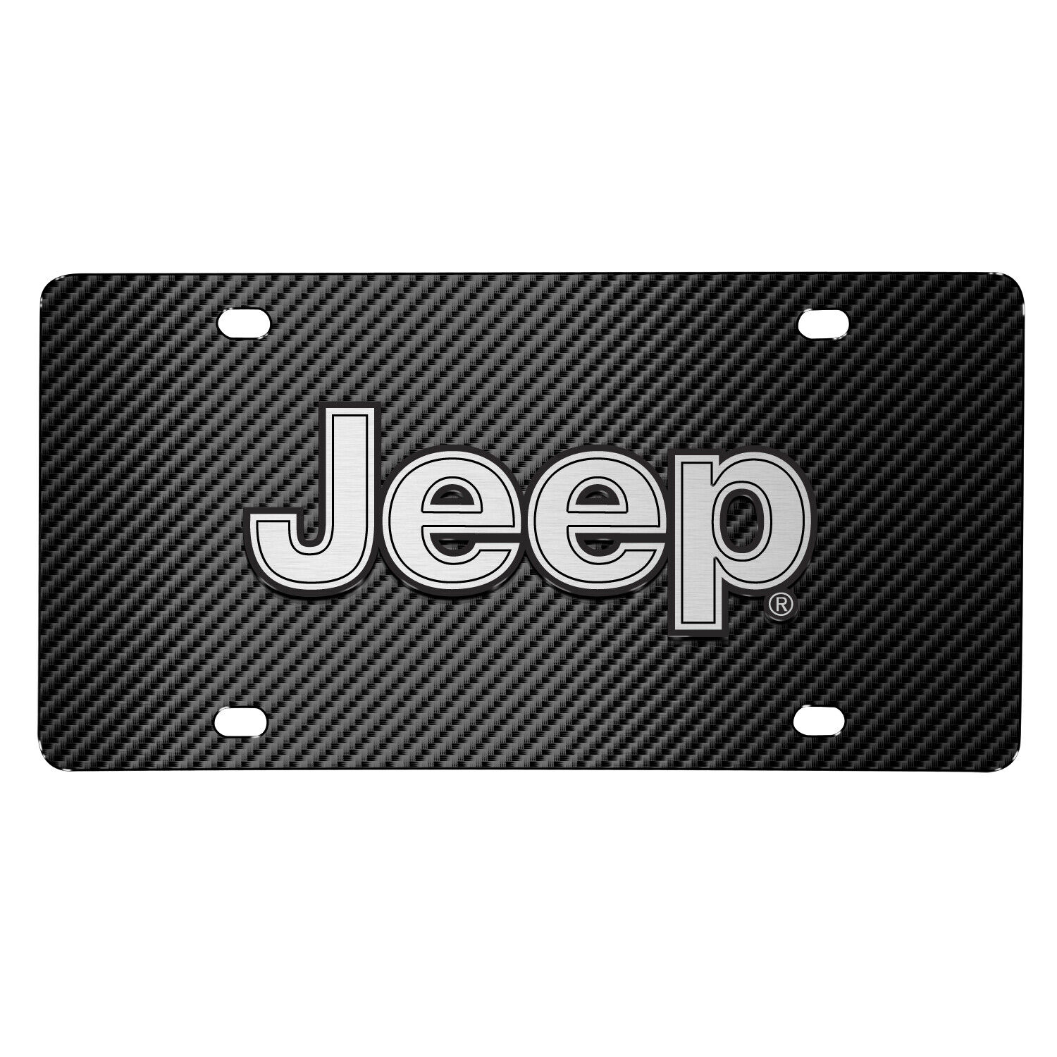Jeep 3D Logo on Black Carbon Fiber Patten Stainless Steel License Plate