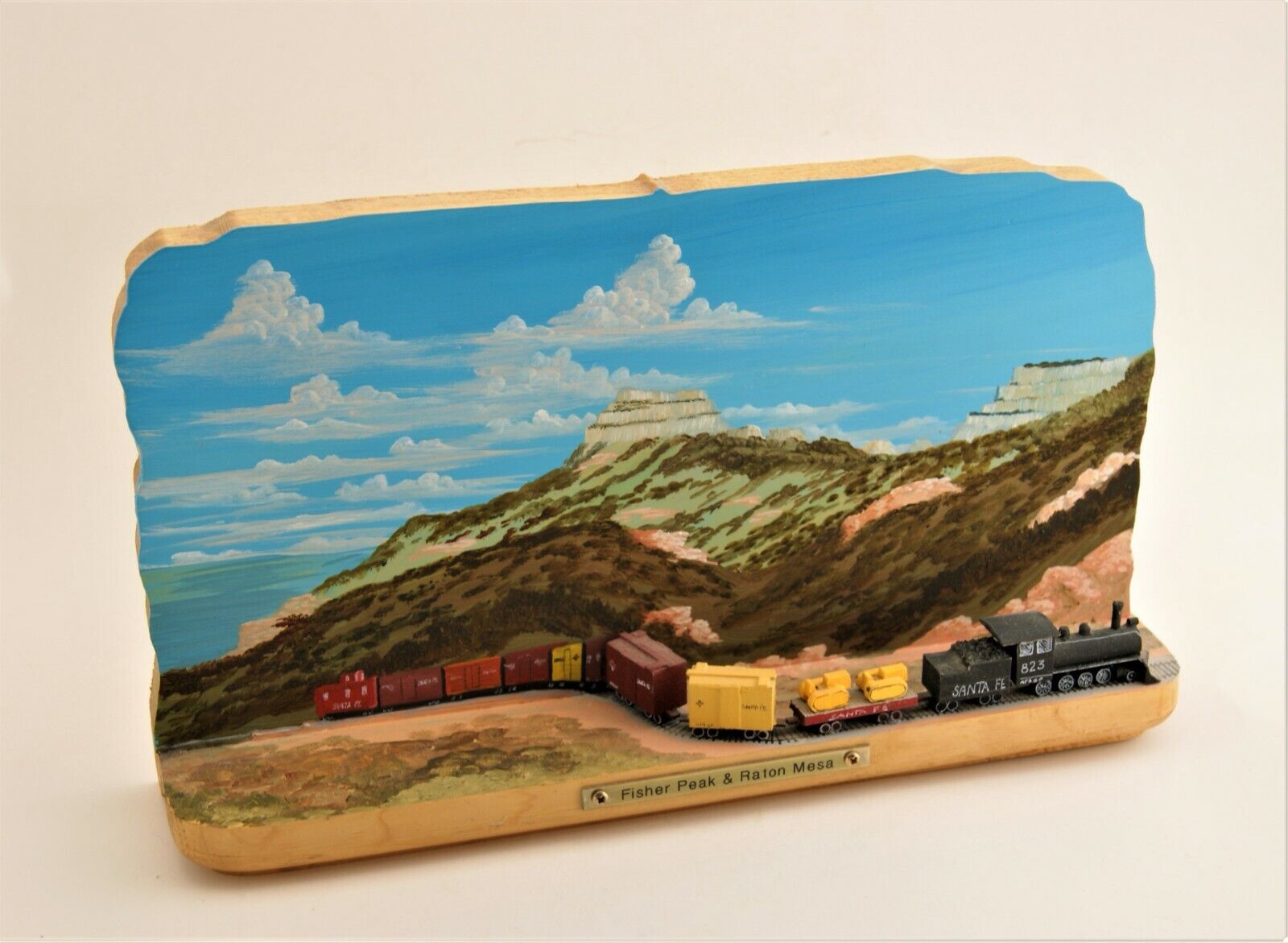 Railroad Folk Art Diorama Fischer Peak and Raton Mesa Atchison Topeka & Santa Fe