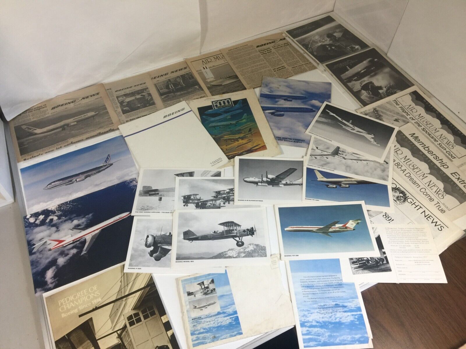 Vintage Boeing Flight News - Model Pics - Aviation Reports - Stickers Lot 1980's