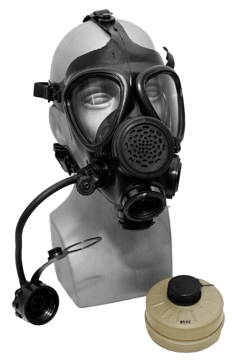 Authentic Israeli Military M-15 Gas Mask w/40mm NATO w/ Straw Black NBC Adult Sz