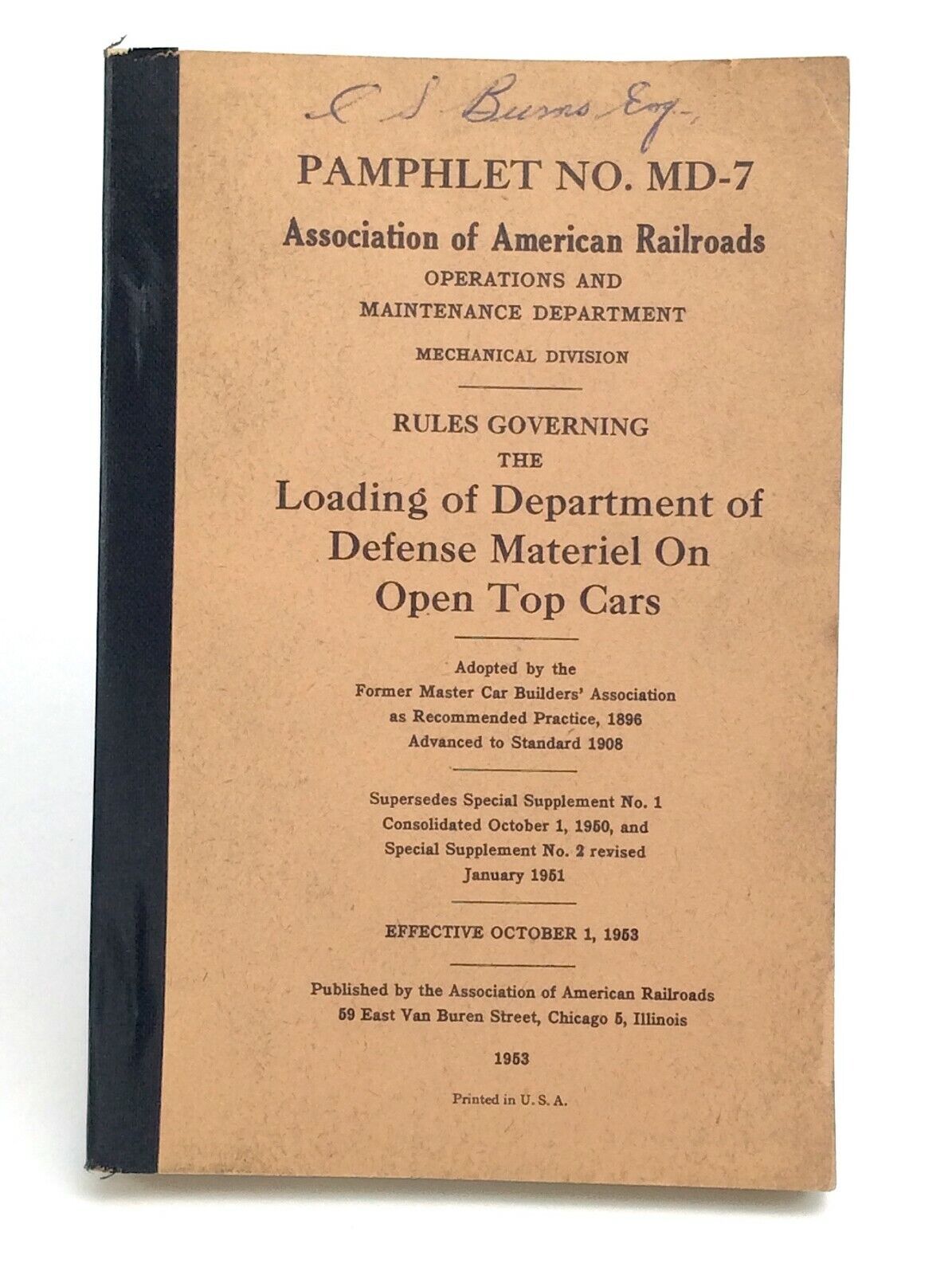 1953 Pamphlet MD7 Railroads Operations Maintenance Mechanical Manual Book J939
