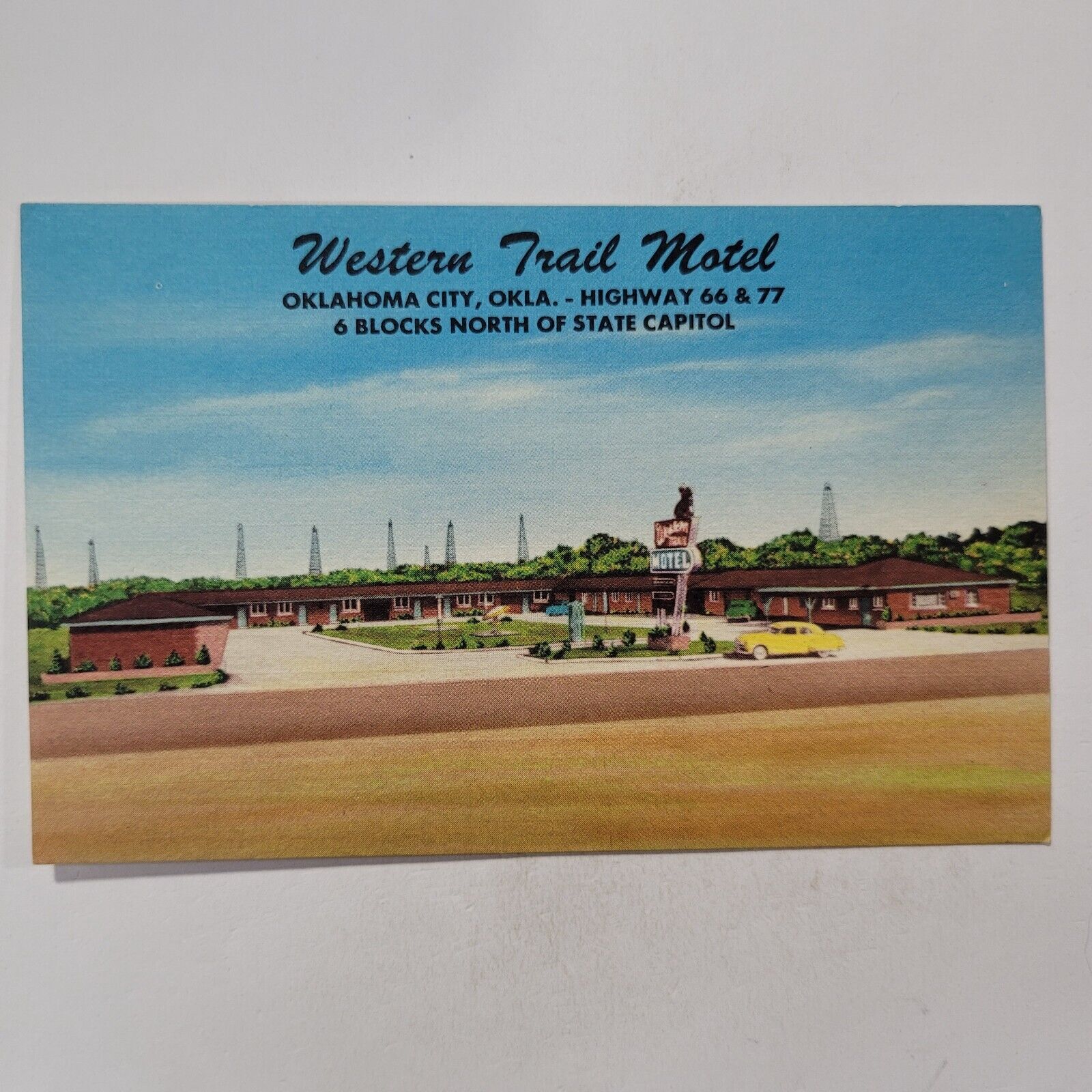 Western Trail Motel Oklahoma City OK Route 66 & 77 Vintage Linen Postcard