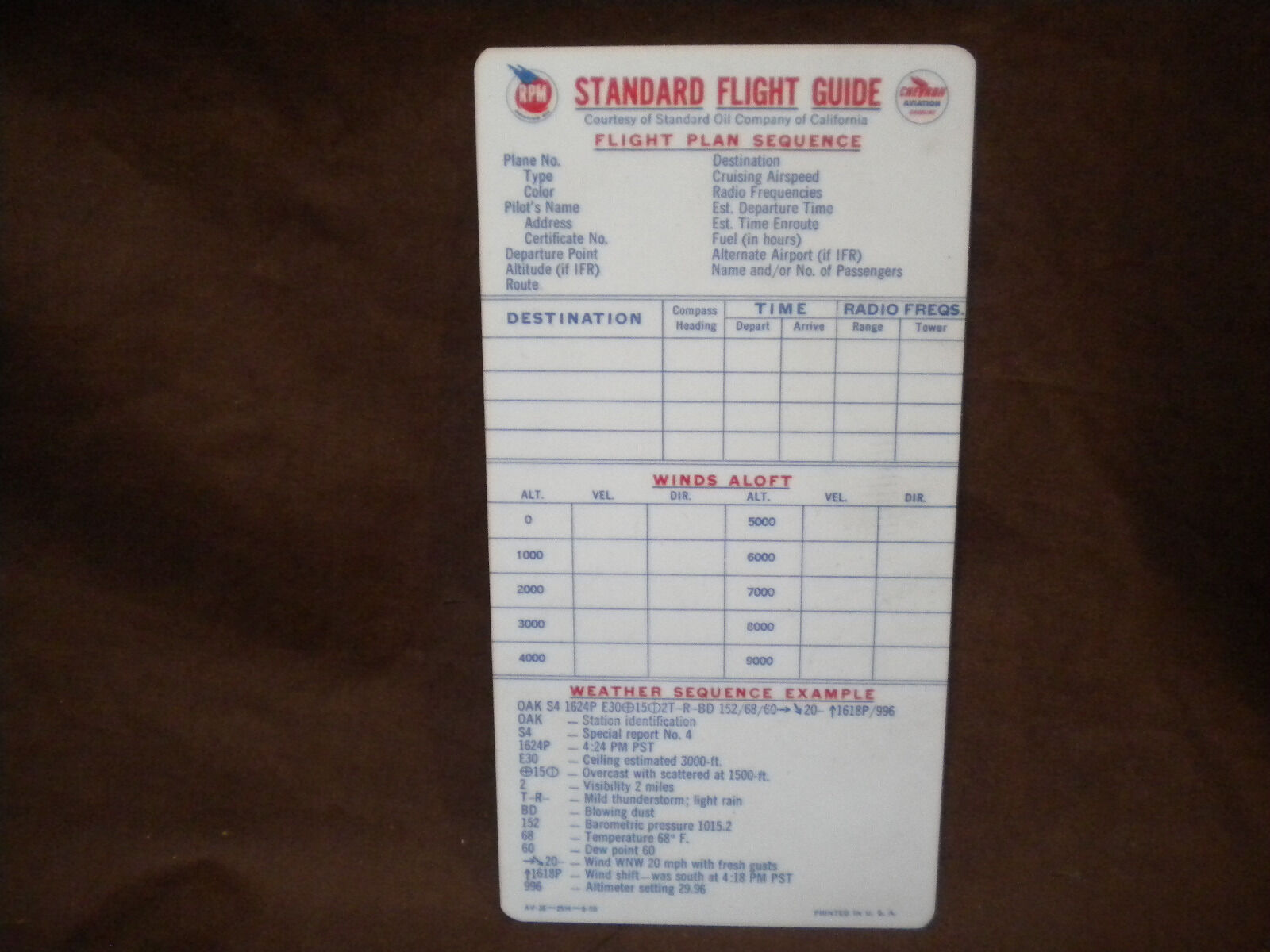 1950 Chevron Pilots Flight Guide