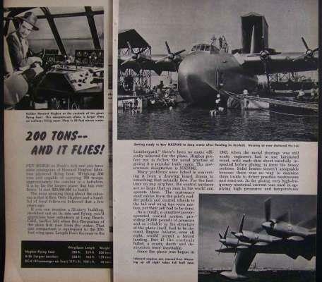 Hercules Plane 1948 Test Flight pictorial Howard Hughes