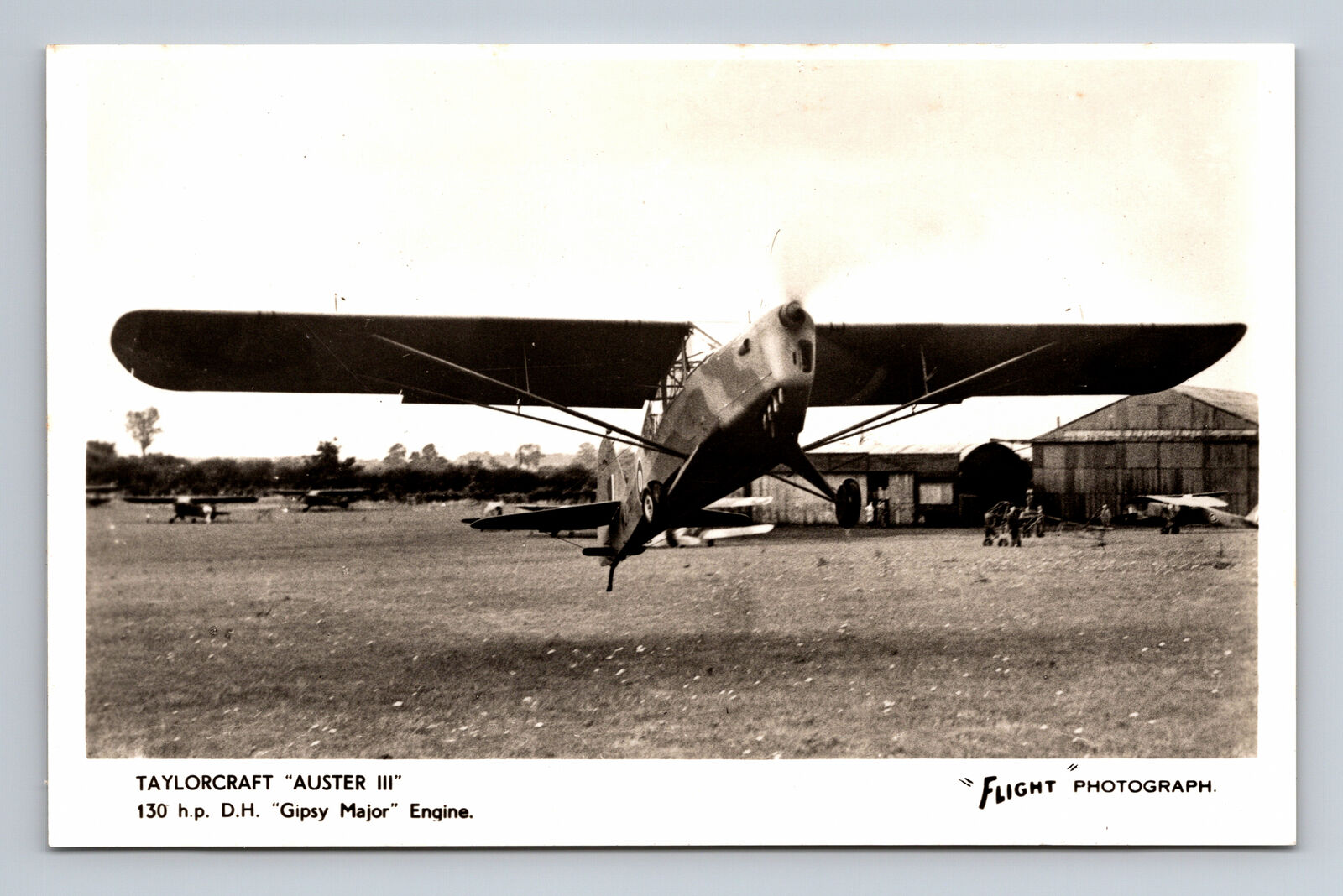 RPPC RAF Taylorcraft Auster III Liaison Aircraft FLIGHT Photograph Postcard