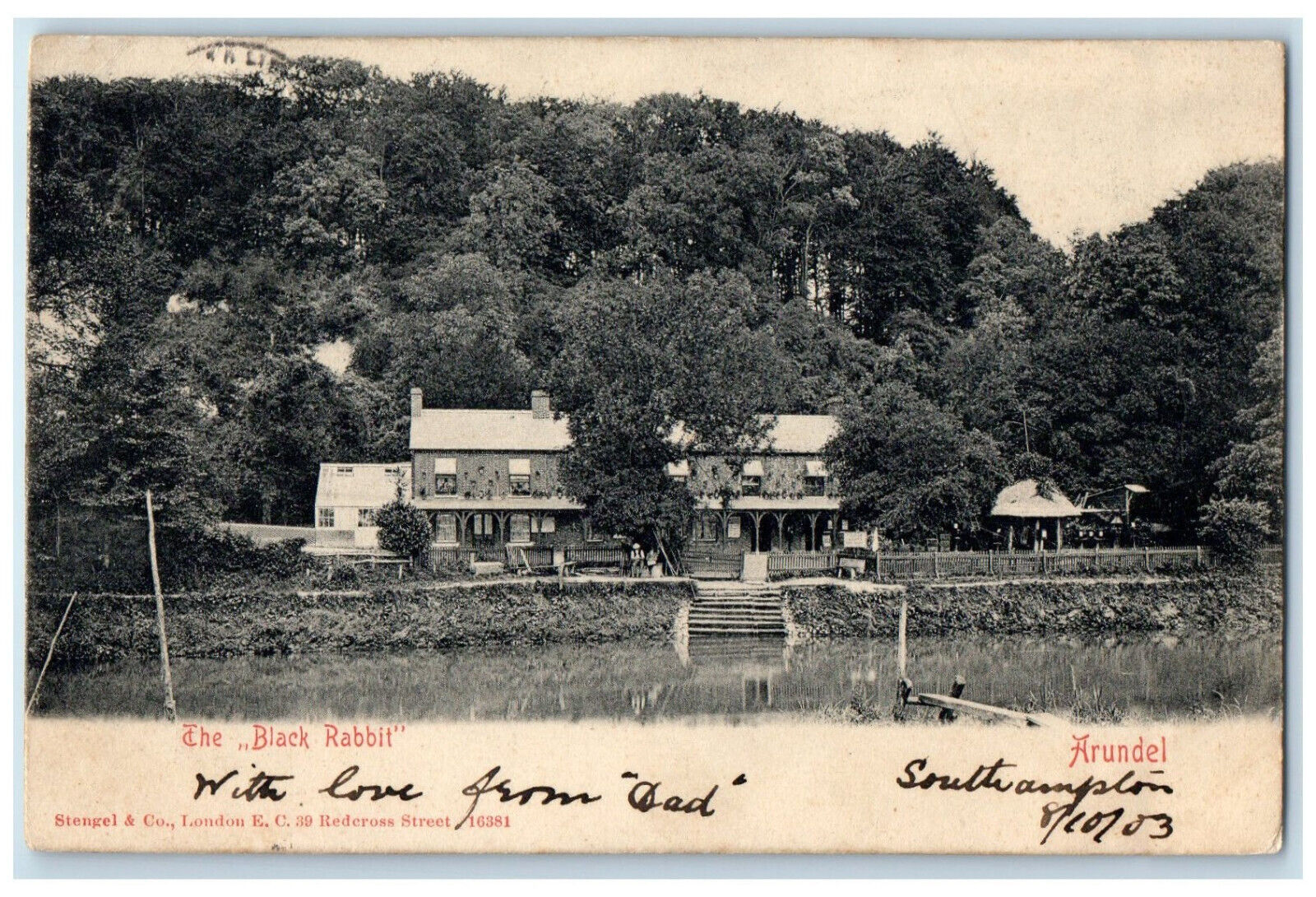 1903 The Black Rabbit Arundel West Sussex England Antique Posted Postcard
