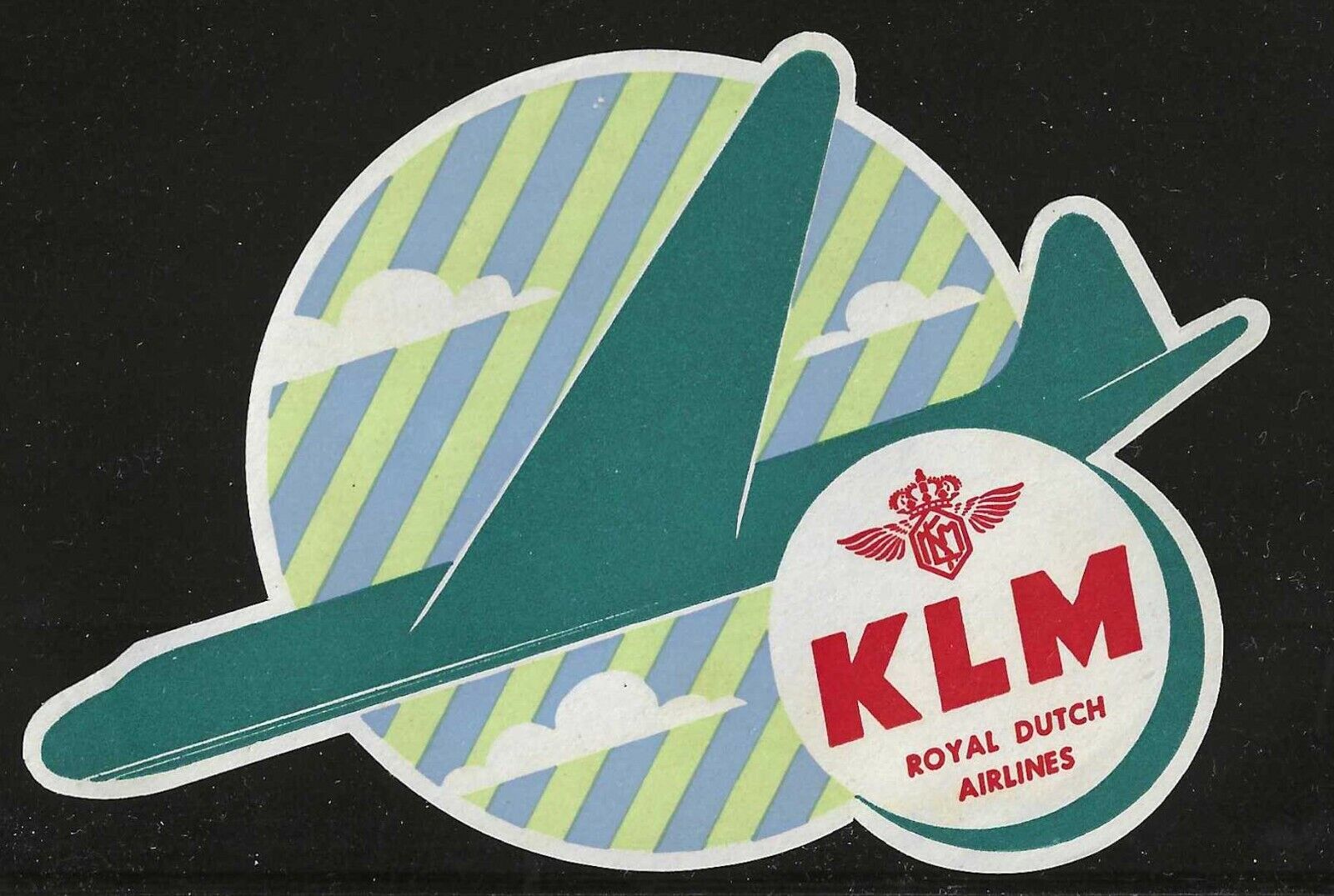K.L.M., Royal Dutch Air Lines, Early Baggage Label, A.F.A. #NE-227, Unused, LH