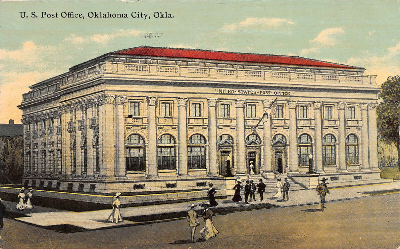 U.S. Post Office, Oklahoma city, Oklahoma, Early Postcard, Used in 1912