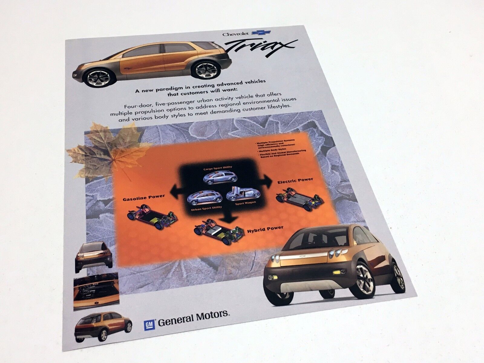 2000 Chevrolet TrIax Concept Vehicle Information Sheet Brochure
