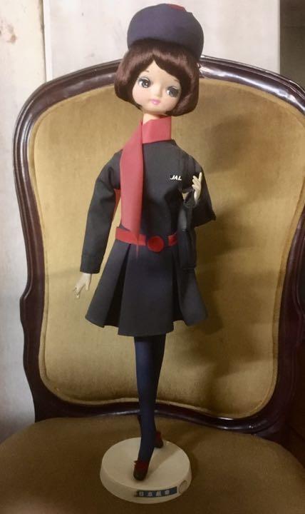 JAL Japan Airlines Stewardess Doll Pose Doll Showa Retro Antique