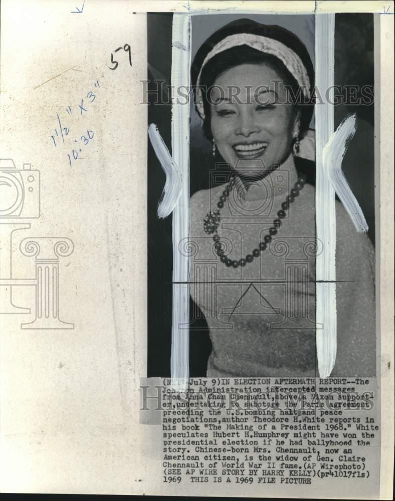 1969 Press Photo Suspected Paris agreement saboteur Anna Chan Chennault