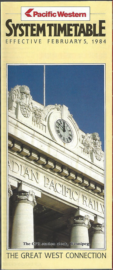 Pacific Western Airlines system timetable 2/5/84 [7072] Buy 4+ save 25%