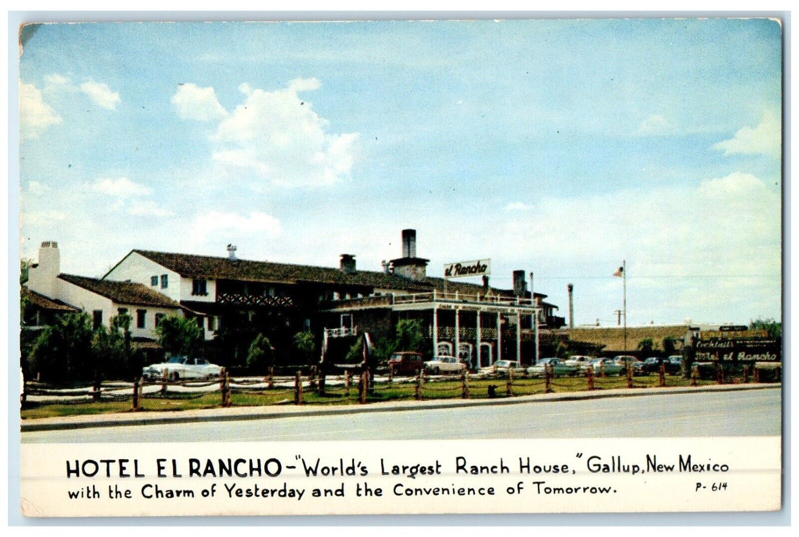 c1960 Exterior View Hotel El Rancho Building Gallup New Mexico Vintage Postcard