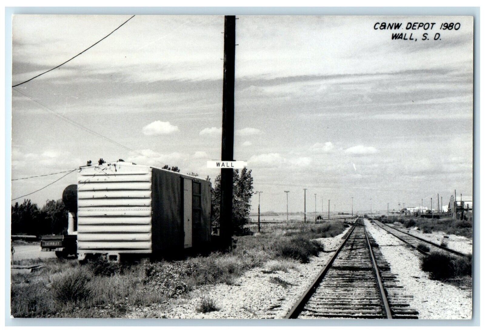 c1980 C&NW Depot Wall South Dakota SD Train Depot Station RPPC Photo Postcard