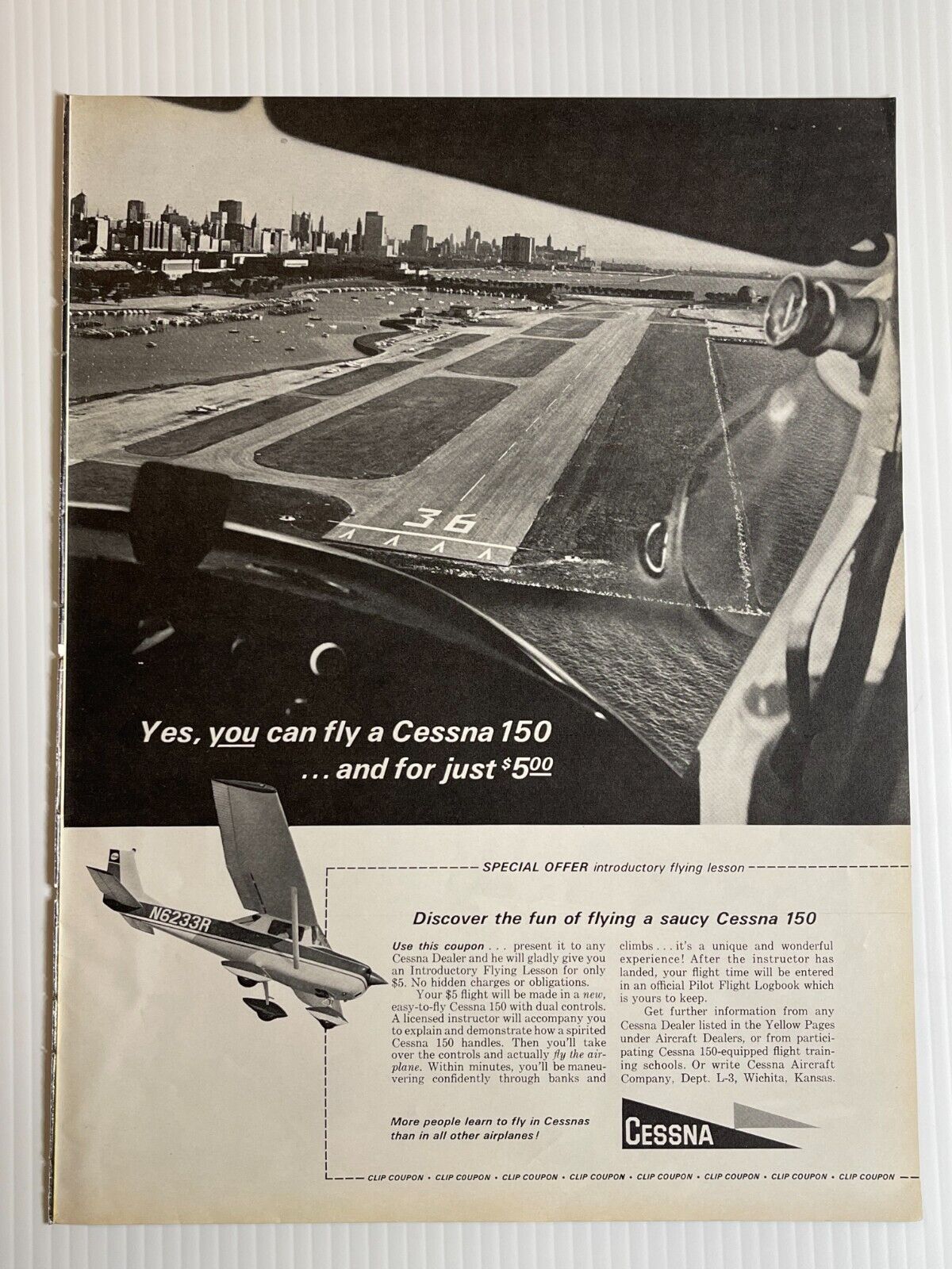 1966 Cessna 150 Airplane - Original Print Ad (13.5 x 10.5) - Advertisement