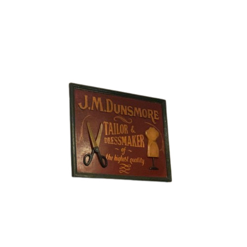 Vintage J.M Dunsmore Tailor & Dressmaker 3D Wooden Sign