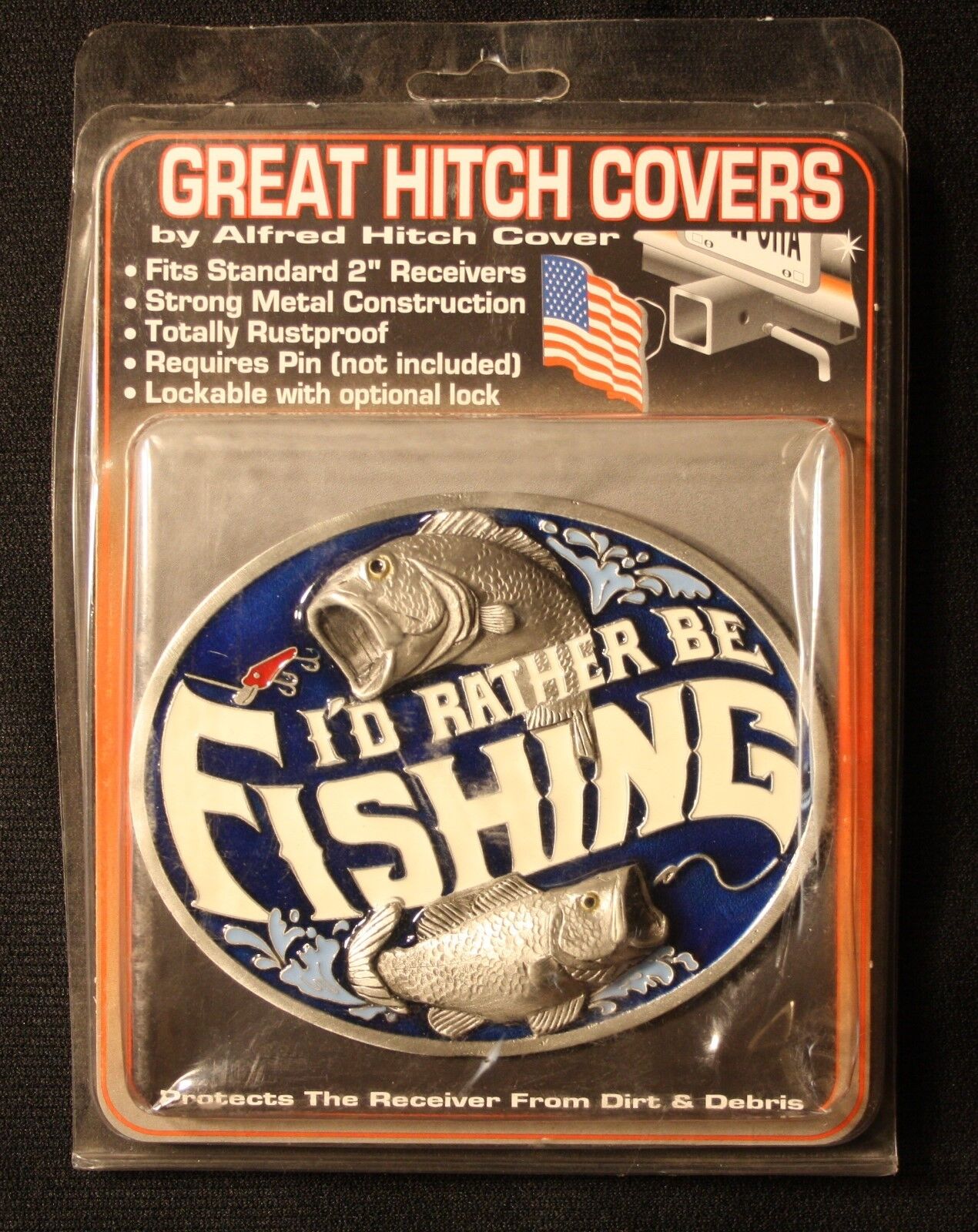I'd Rather Be Fishing ~ Metal ~ RECEIVER HITCH COVER