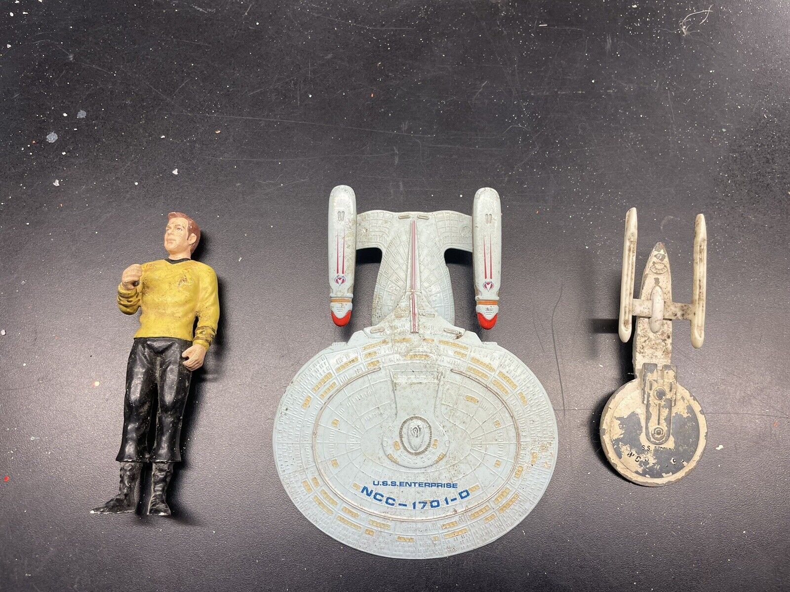 Vintage Star Trek Lot Captain Kirk, USS Enterprise NCC-1701, NCC-1799 Die Cast