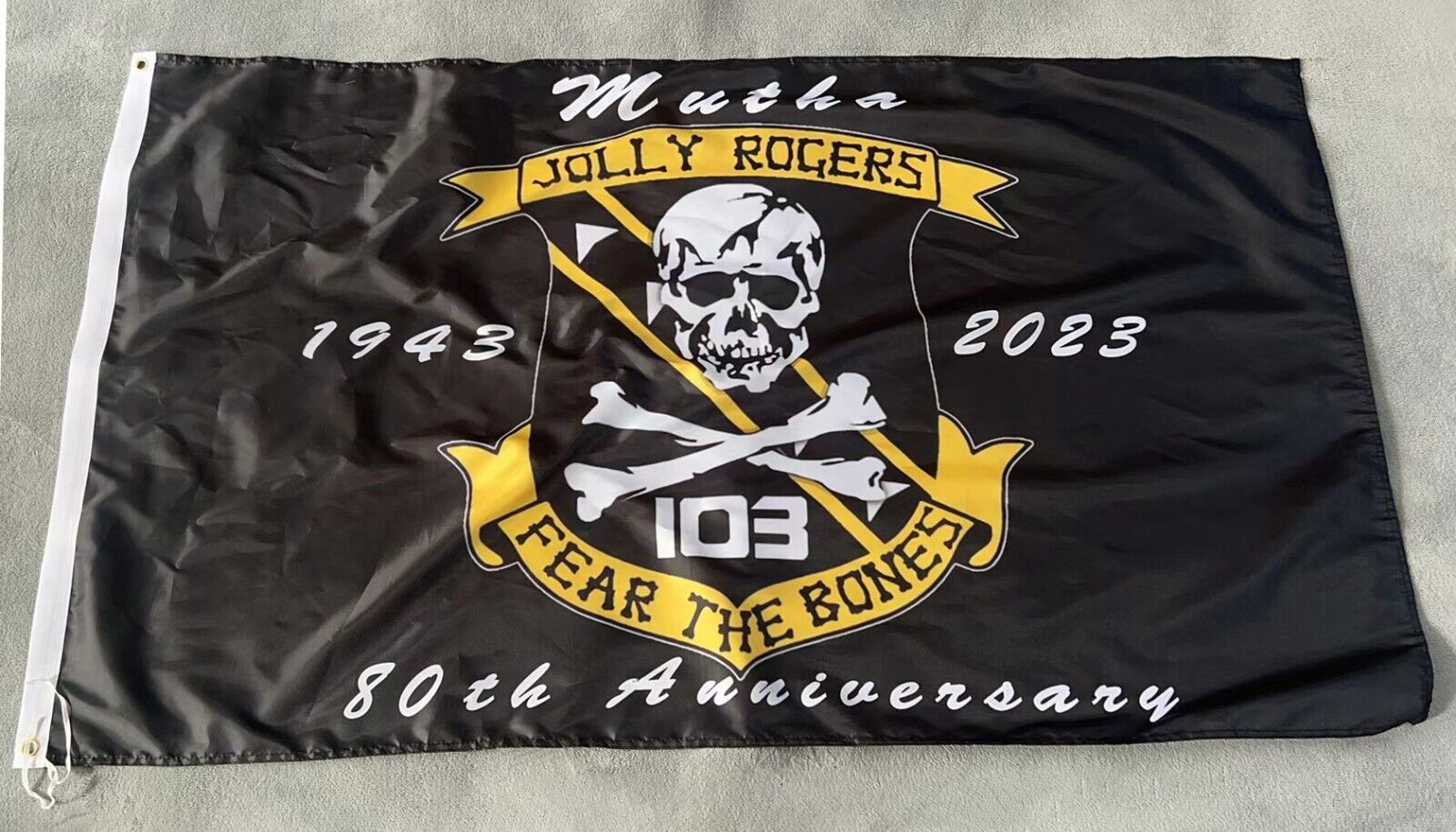USN VF-103 Jolly Rogers 80th Anniversary 3x5 ft Single-Sided Flag Banner Mutha