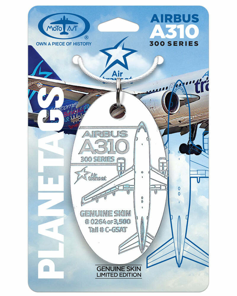 Air Transat Airbus A310-300 Tail #C-GSAT Genuine Aluminum Jet Plane Skin Bag Tag