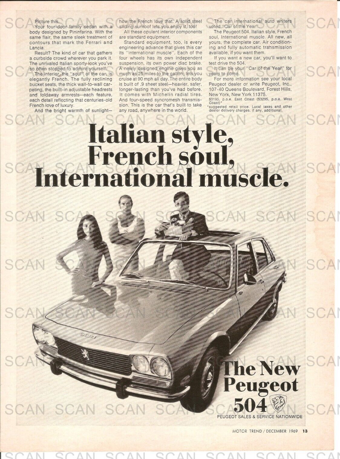 1969 Peugeot 504 Sedan Vintage Magazine Ad