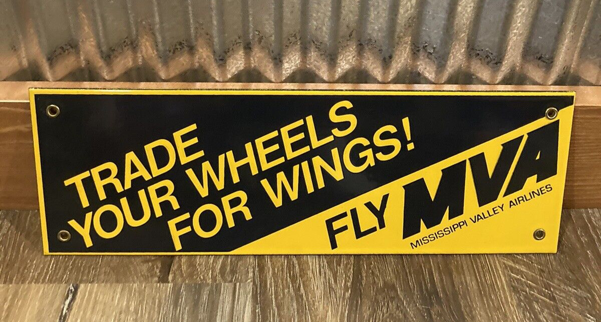 Mississippi Valley Airlines MVA Heavy Metal Sign La Crosse Wisconsin Airplane