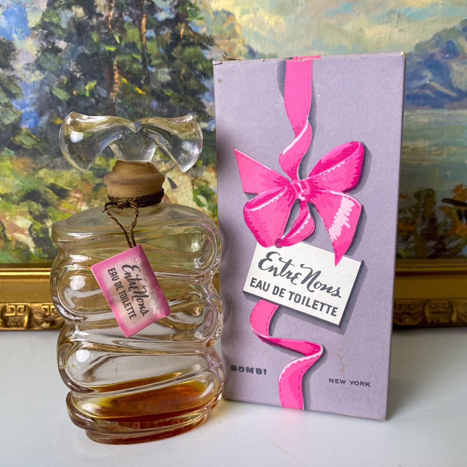 Vintage ENTRE NOUS by Bombi EMPTY Crystal Bottle + Box Antique 30s 40s Perfume