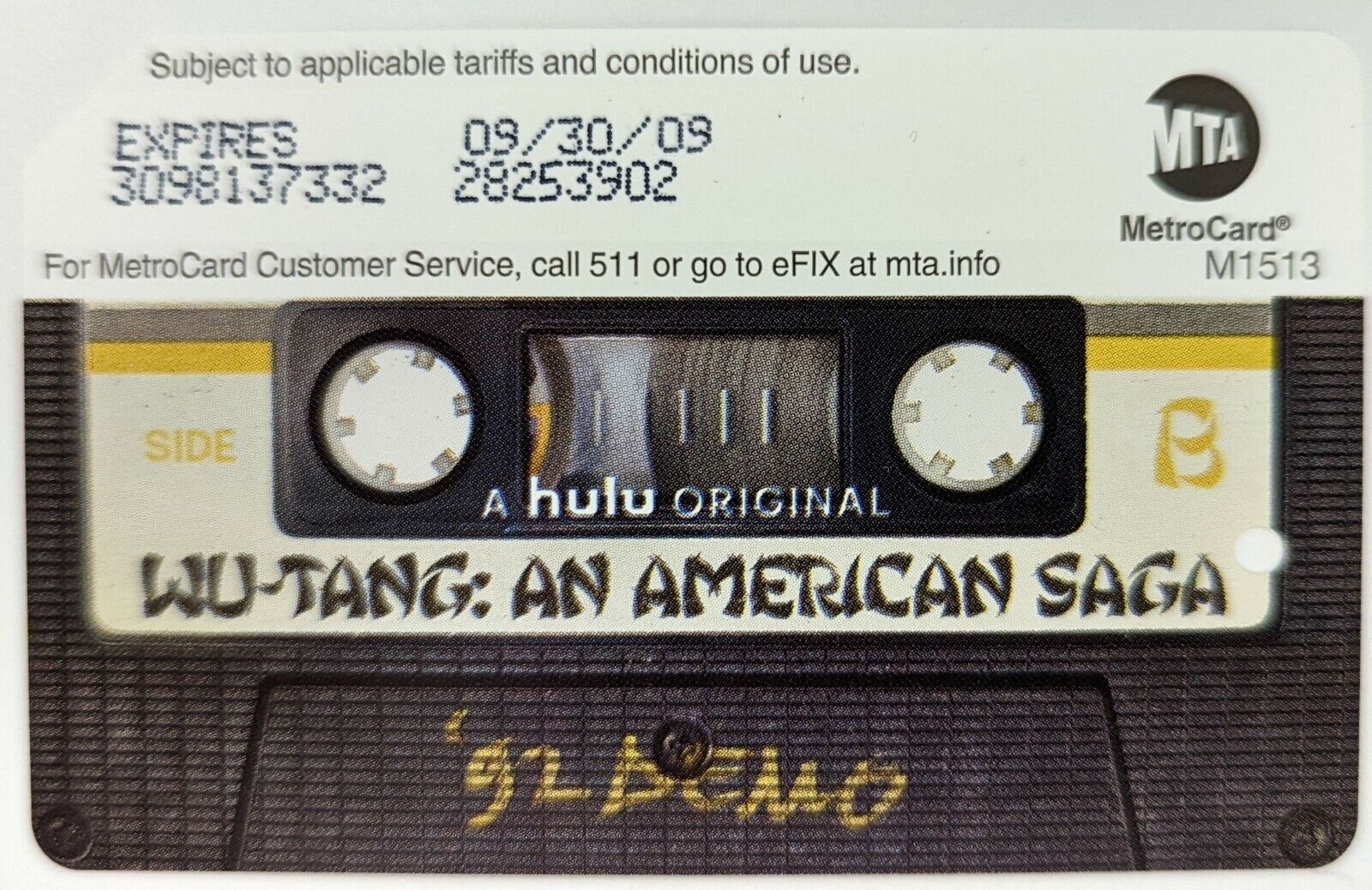 WU-TANG Ver 2 - NYC MetroCard, Expired-Mint Condition