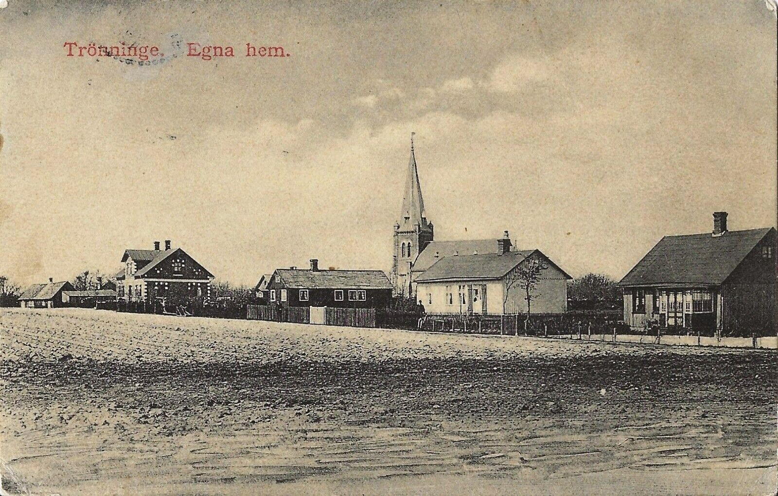Postcard Sweden Trönninge Halmstad Municipality Halland County 1910 Homes Church